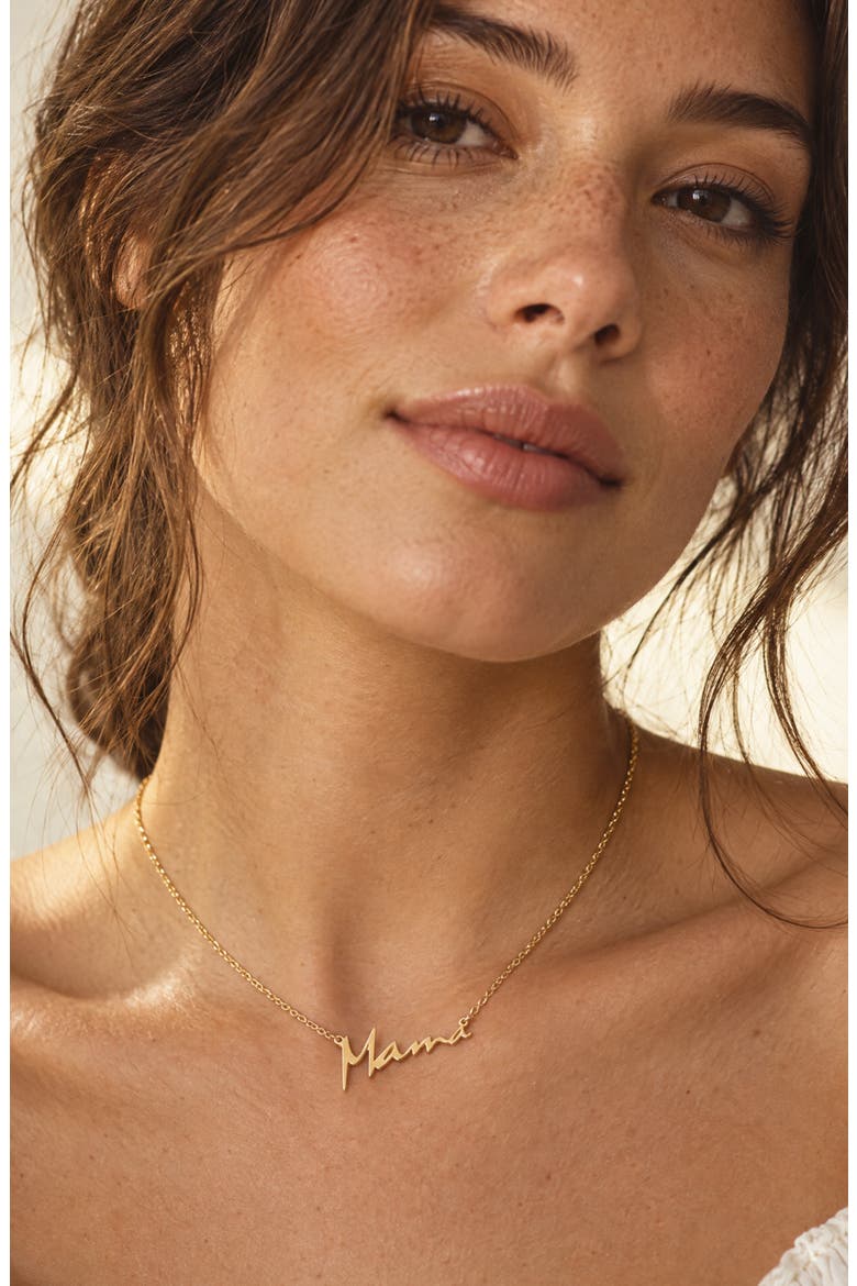 Mama Script Pendant Necklace, Alternate, color, GOLD