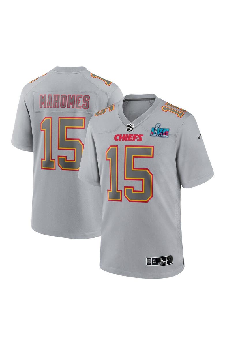 Nike Men's Nike Patrick Mahomes Gray Kansas City Chiefs Super Bowl LVII (2022 Season) Patch Atmosphere Fashion Game Jersey, Main, color, 