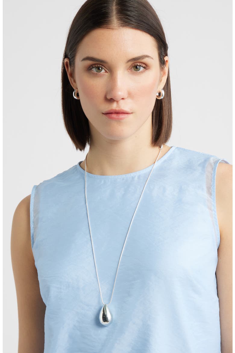 Polished Teardrop Pendant Necklace, Alternate, color, SILVER