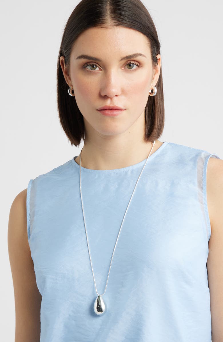 Nordstrom Polished Teardrop Pendant Necklace, Alternate, color, Silver
