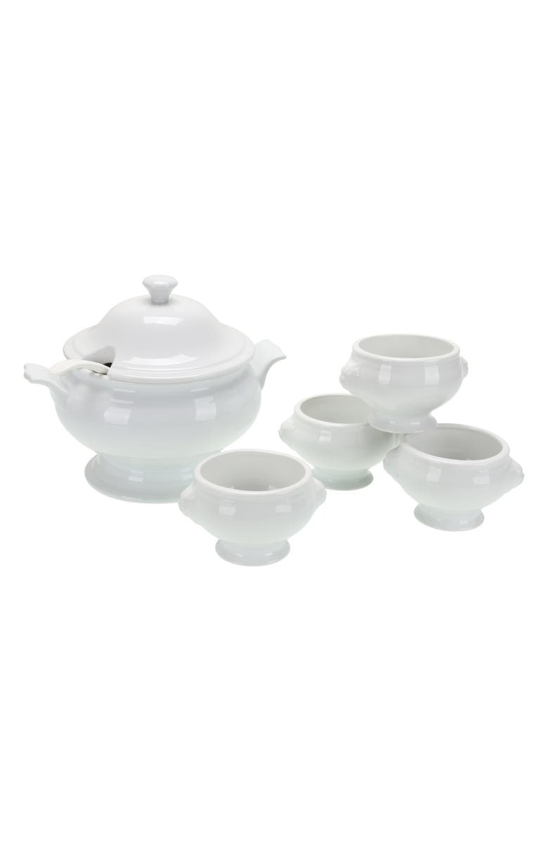 BIA Cordon Bleu Soup Tureen & Lions Head Bowl Set, Main, color, White