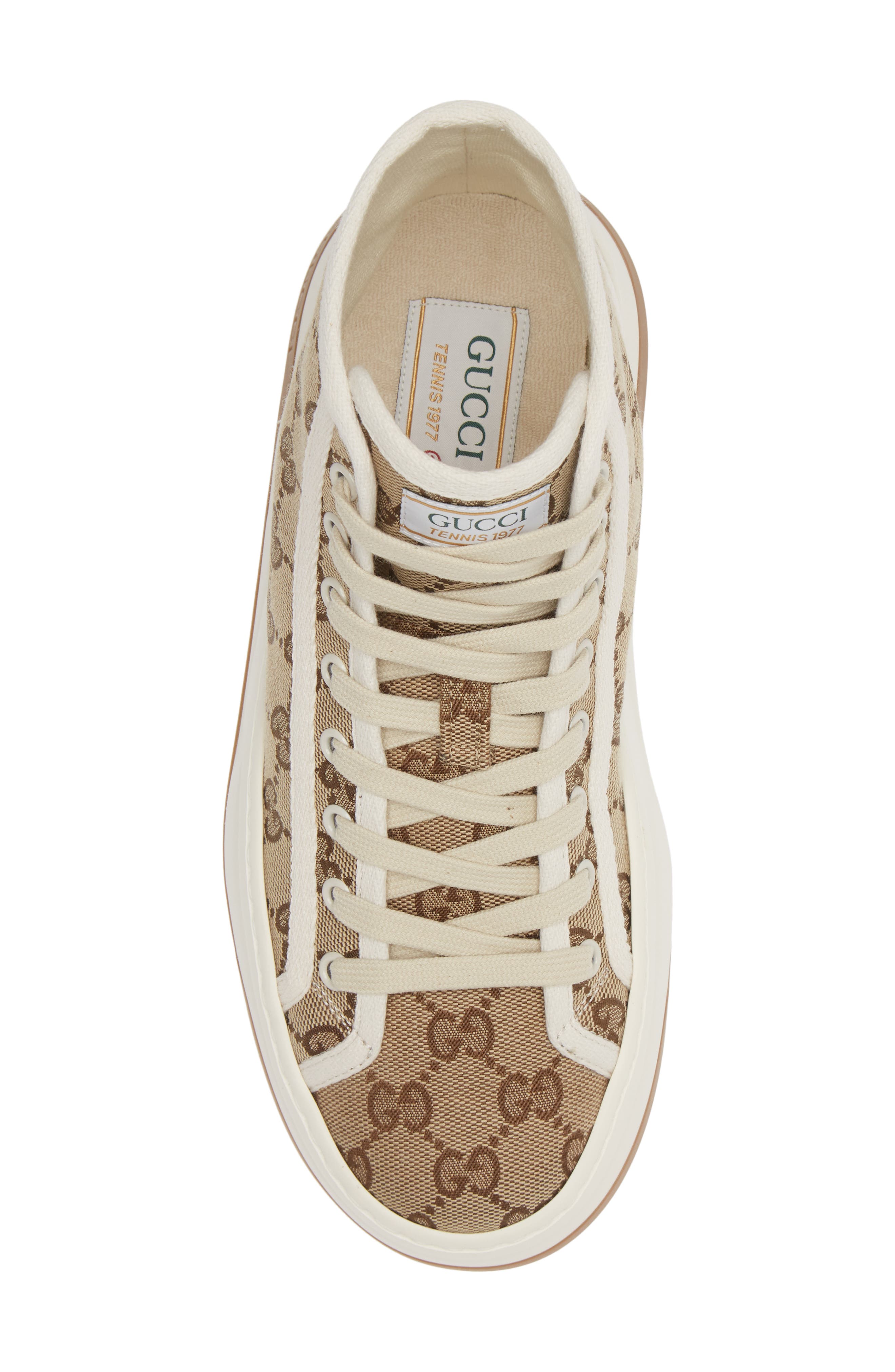 Gucci GG Canvas Platform High Top Sneaker, Alternate, color, Beige/ White
