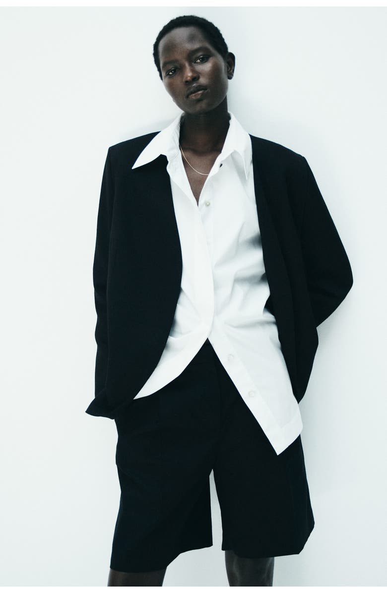 H&M Linen-blend Tailored Shorts, Alternate, color, 