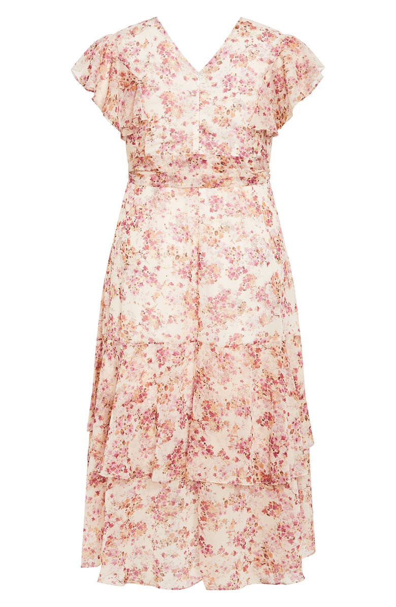 City Chic Floral Print Faux Wrap Dress, Alternate, color, Pretty Meadow