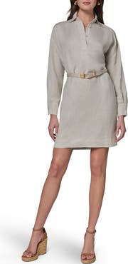 Donna Karan New York Belted Long Sleeve Polo Dress