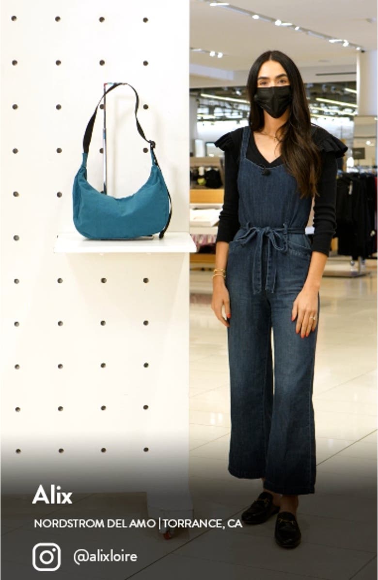 Medium Crescent Nylon Canvas Shoulder Bag, sales video thumbnail