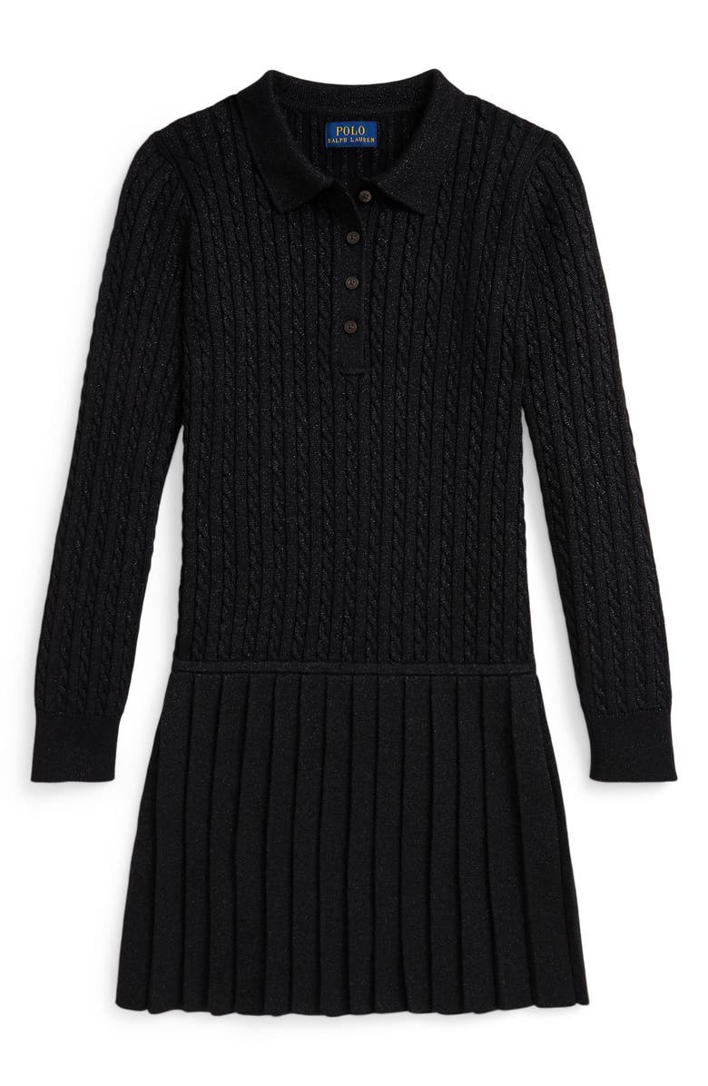 Polo Ralph Lauren Kids' Long Sleeve Cable Knit Sweater Dress, Main, color, Polo Black