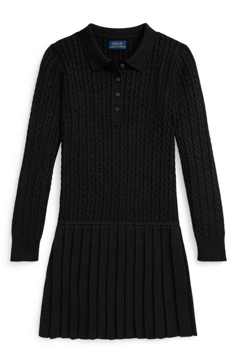 Kids' Long Sleeve Cable Knit Sweater Dress (Big Kid)
