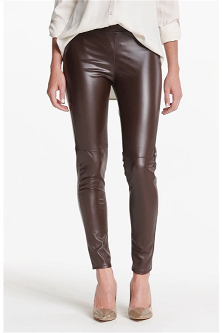 Faux Leather Leggings, Alternate, color, CHOCOLATE