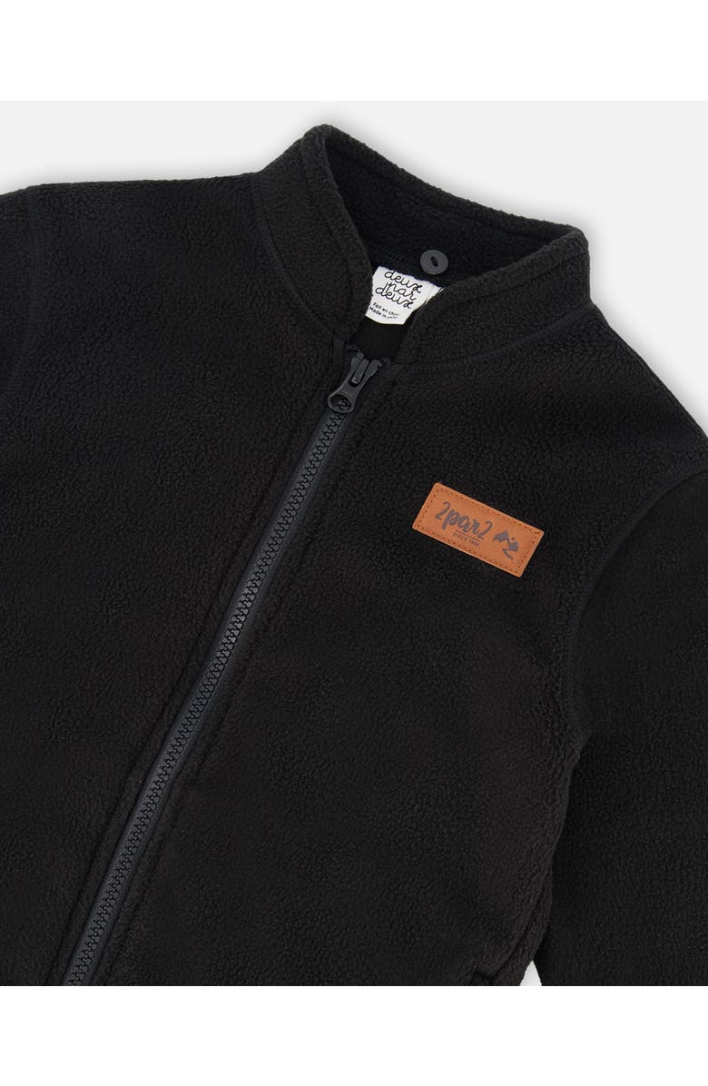 Deux par Deux Little Girl's 3-In-1 Mid-Season Outerwear Set With Printed Jacket Black And Multicolored Flowers, Alternate, color, 