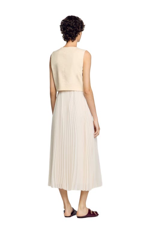 Sandro Pleated Maxi Dress In Ecru