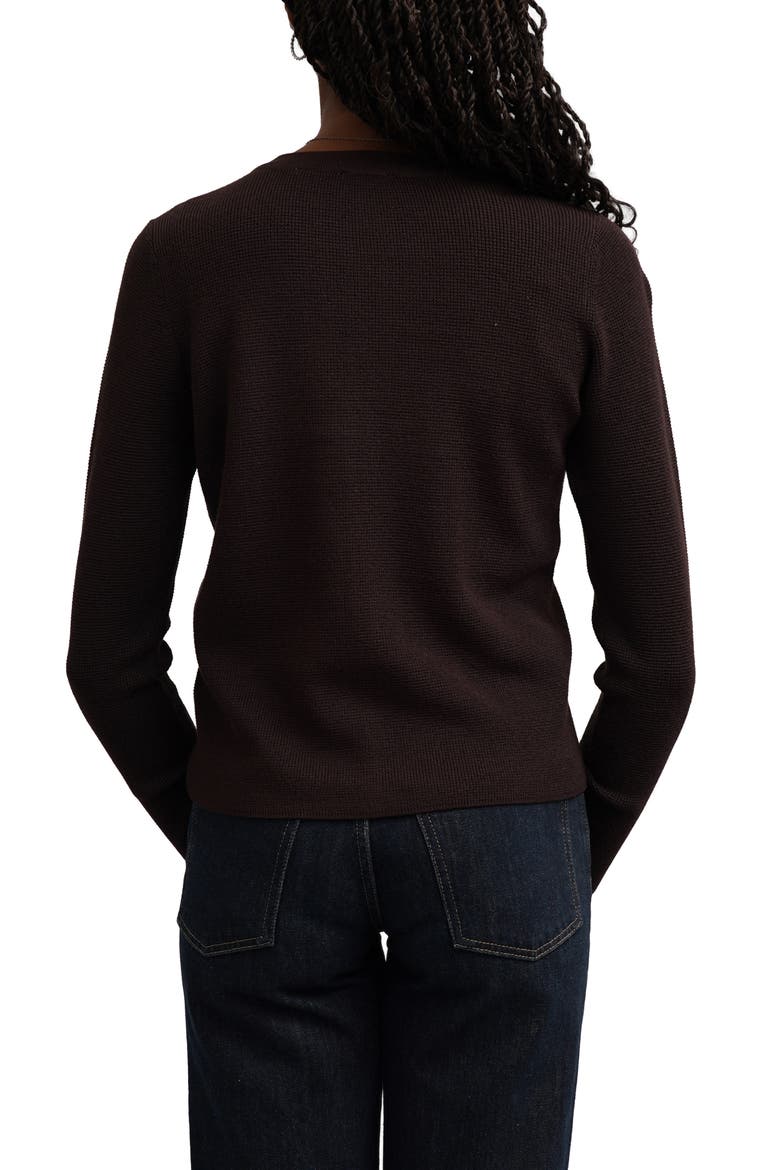 Waffle Cardigan, Alternate, color, HICKORY BROWN