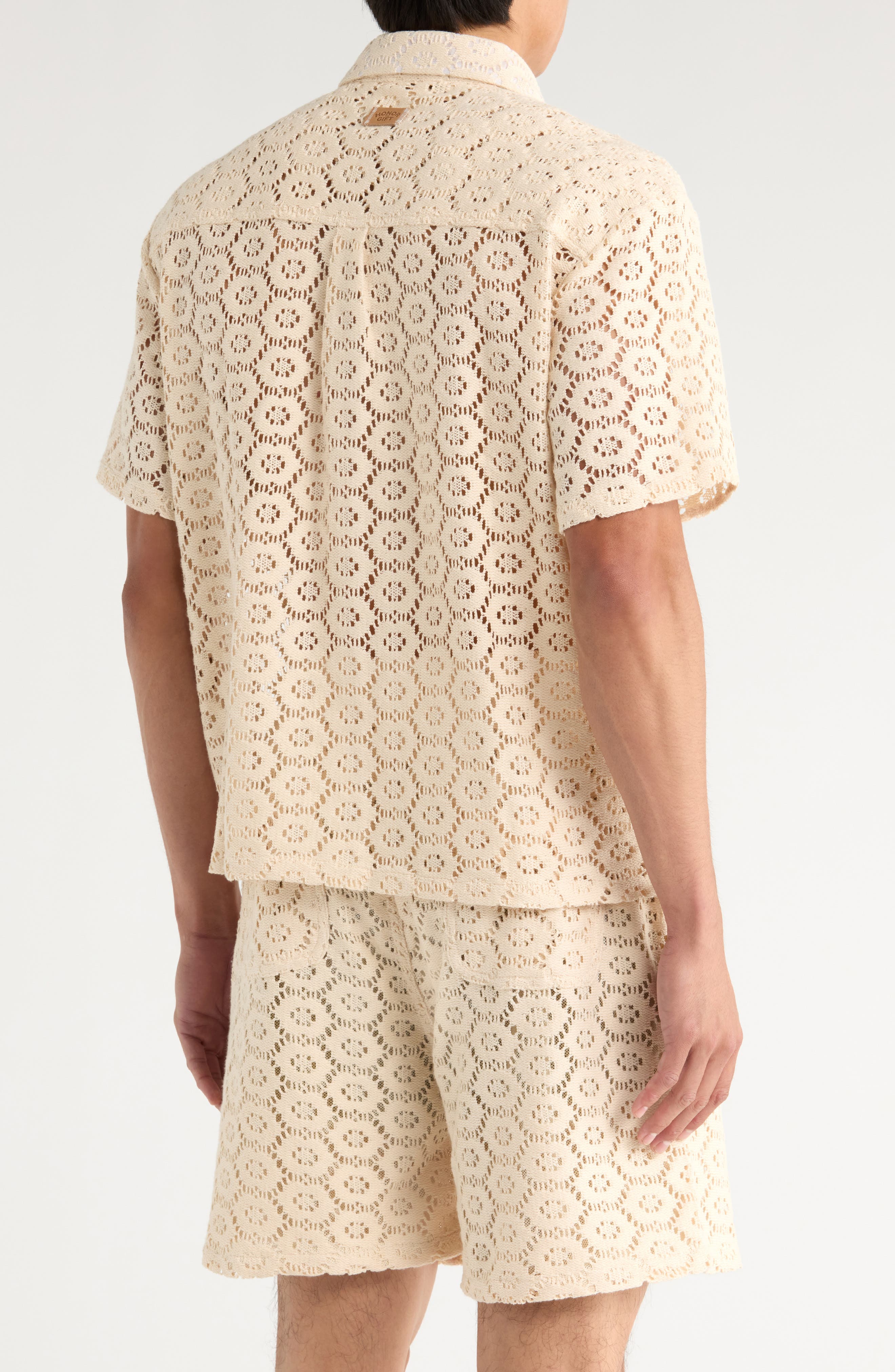Open Stitch Short Sleeve Button-Up Shirt - image 2