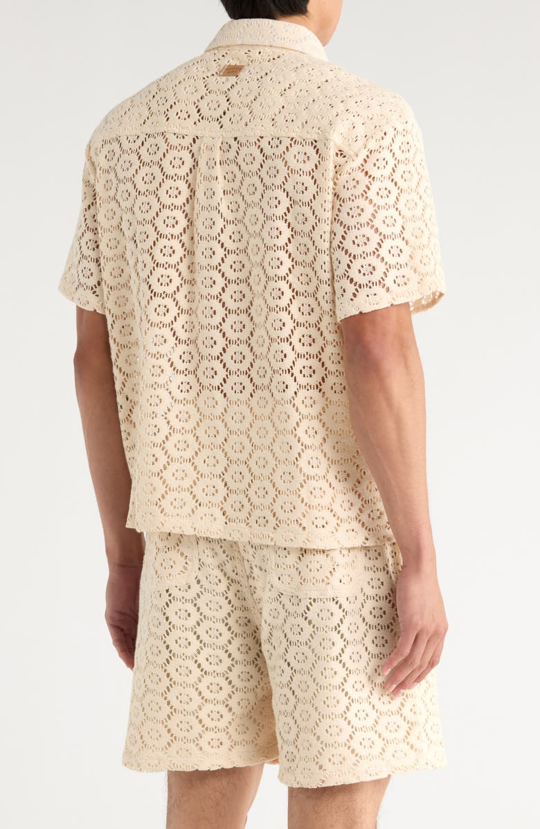 HONOR THE GIFT Open Stitch Short Sleeve Button-Up Shirt, Alternate, color, Bone