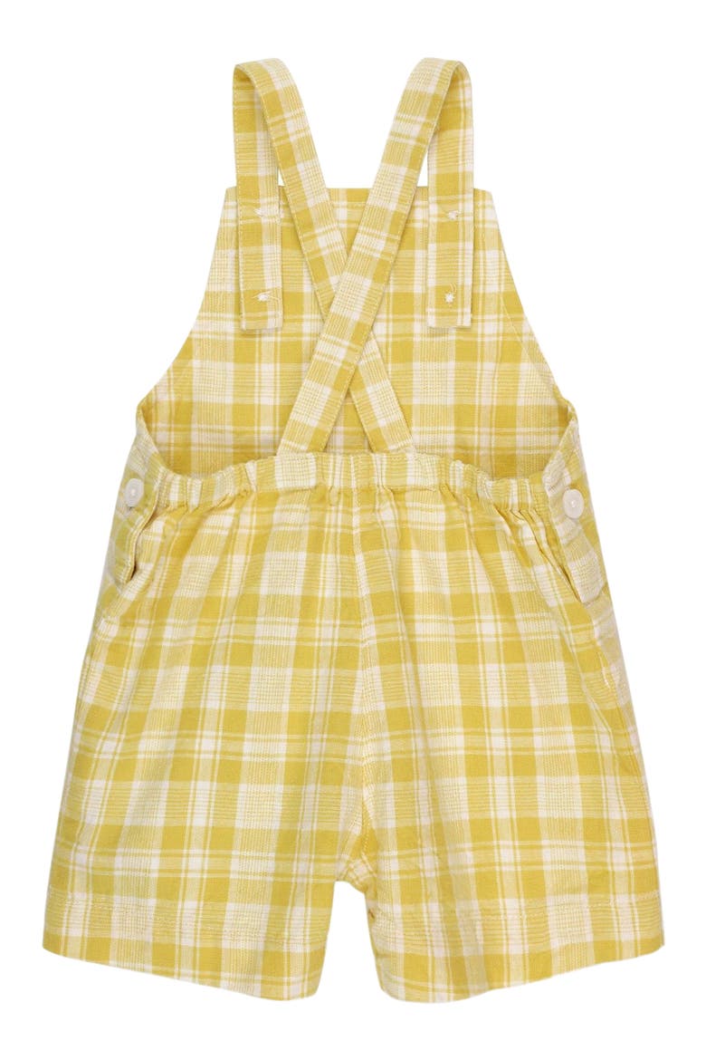 Baby Shortie Overall Romper, Infant, Alternate, color, Yellow Plaid Linen