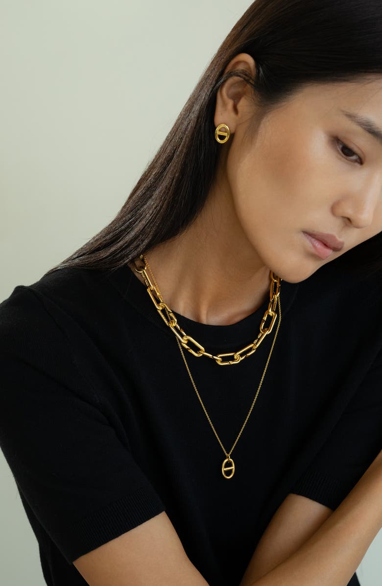 Bearfruit Jewelry Sterling Silver 18k Gold Plated Erin Circle Necklace Holiday Gift Idea, Alternate, color, Gold