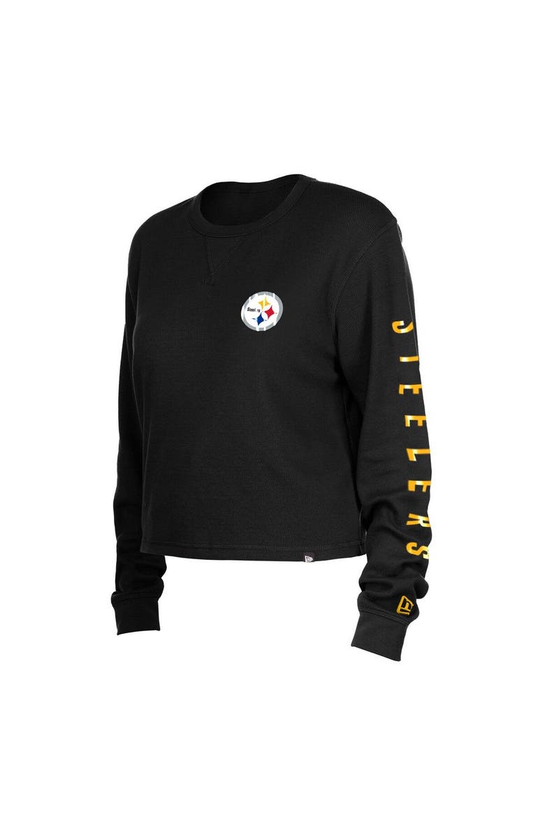 New Era Women's New Era Black Pittsburgh Steelers Thermal Crop Long Sleeve T-Shirt, Alternate, color, Black