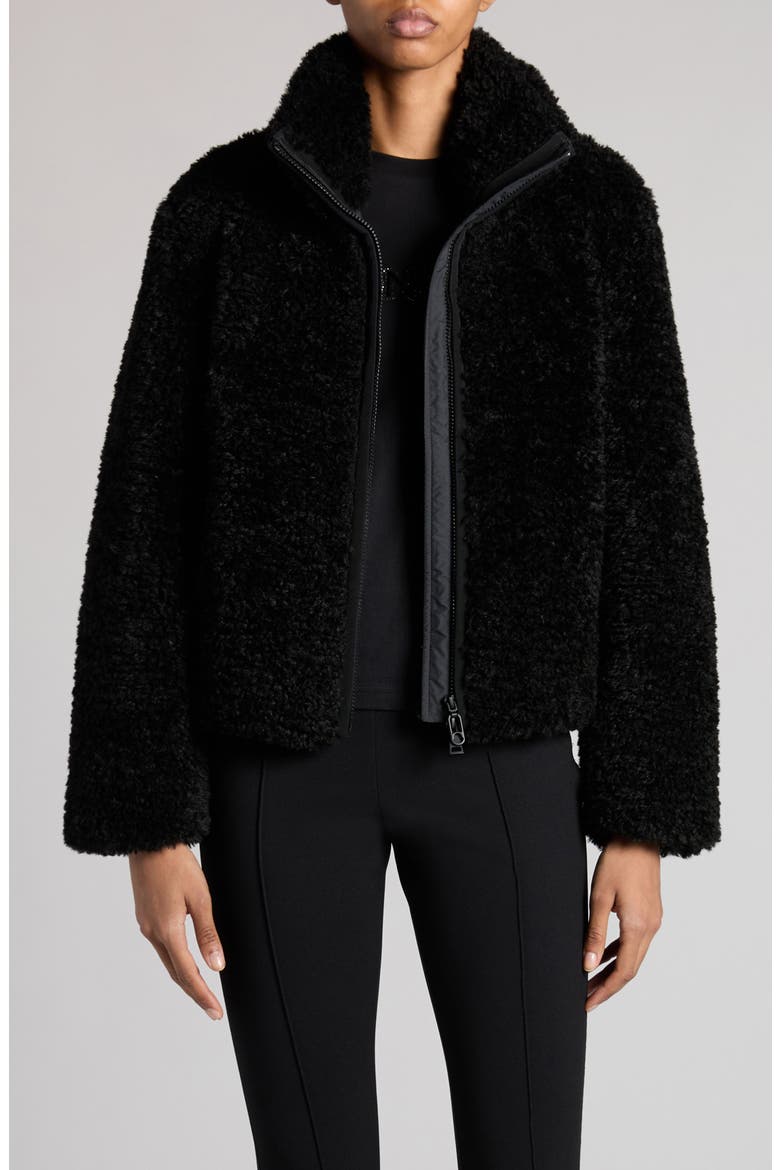 Bridoire Faux Shearling Bomber Jacket, Main, color, BLACK
