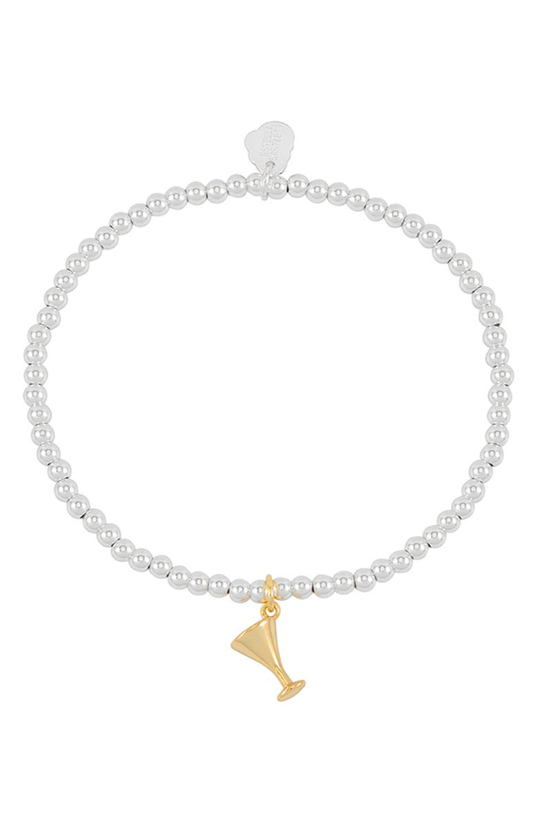 Estella Bartlett Sienna Martini Glass Beaded Stretch Bracelet, Alternate, color, Gold And Silver
