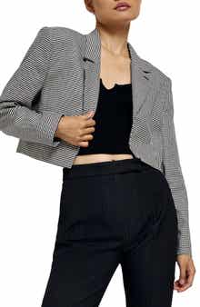 River Island Houndstooth Check Crop Blazer