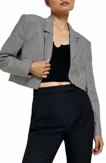 River Island Houndstooth Check Crop Blazer
