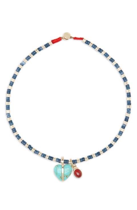 Semi Heishi Bead & Charm Necklace