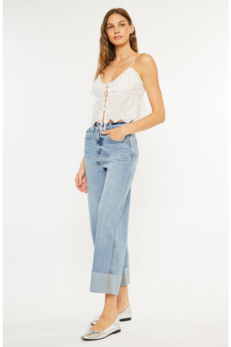 Alfie 90s High Rise Cropped Wide Leg Jeans, Alternate, color, Medium Wash