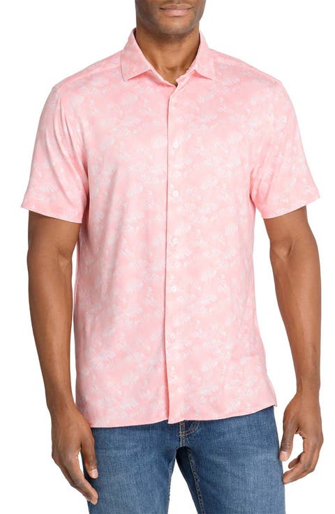 Trim Fit Floral Print Short Sleeve Button-Up Shirt