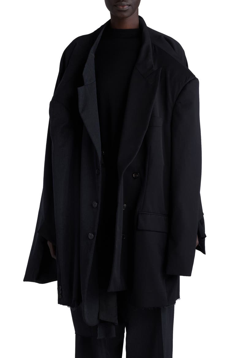 Double Sleeve Oversize Virgin Wool Blazer, Main, color, ANTHRACITE