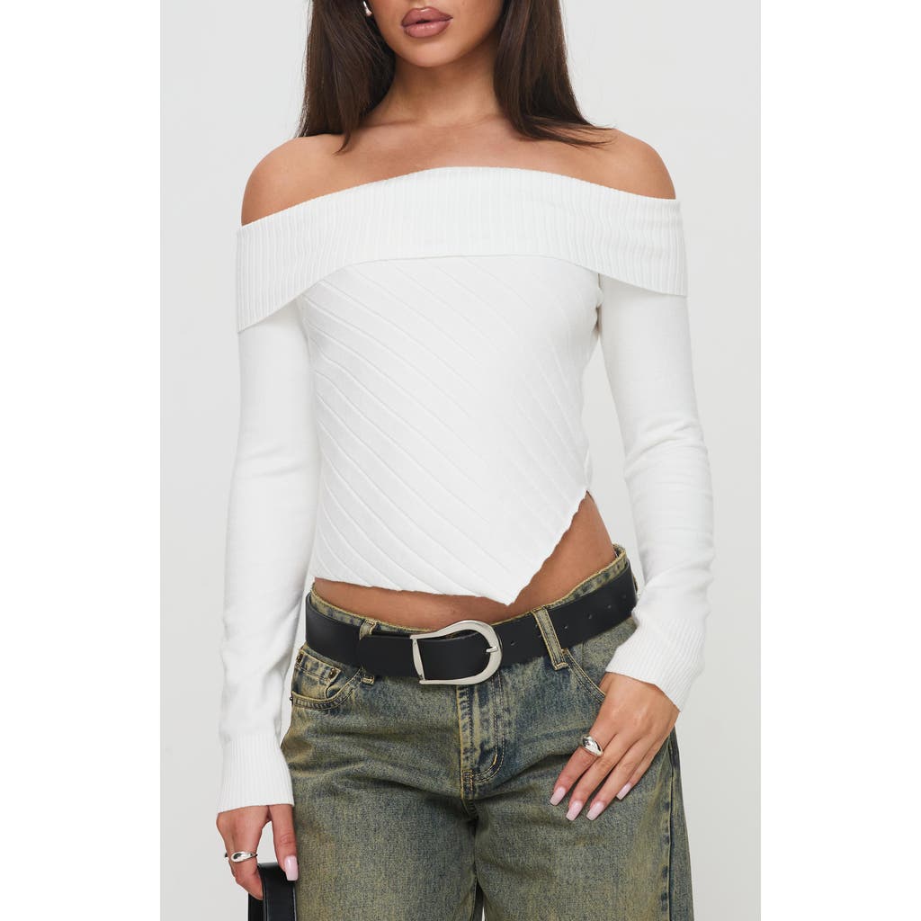 Princess Polly Brisa Off The Shoulder Foldover Rib Knit Top