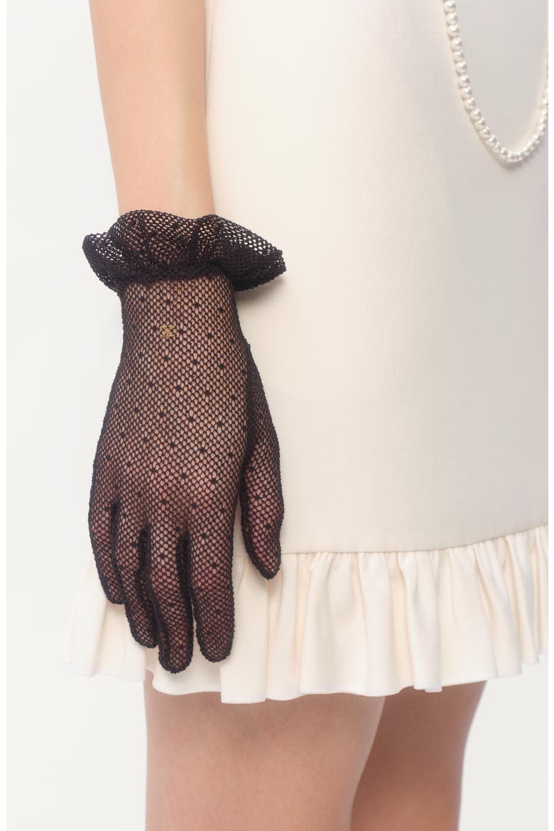 VLOGO Signature Tulle Gloves, Alternate, color, BLACK/ GOLD