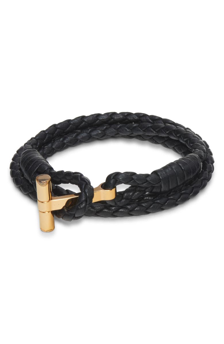 TOM FORD Men's Scoubidou Braided Leather Bracelet, Main, color,