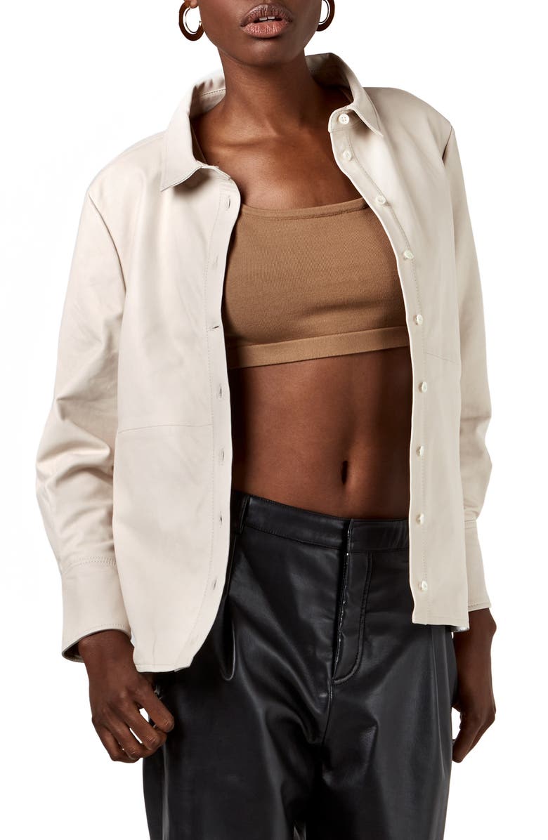AS by DF Cindy Recycled Leather Shirt Jacket, Alternate, color,