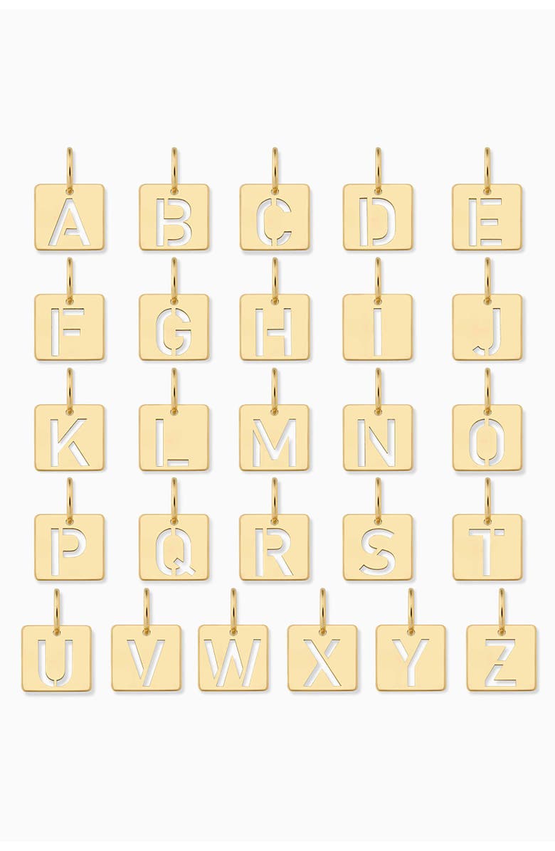 Oradina 14K Yellow Gold Initial Tile Pendant Charm, Alternate, color, Letter S