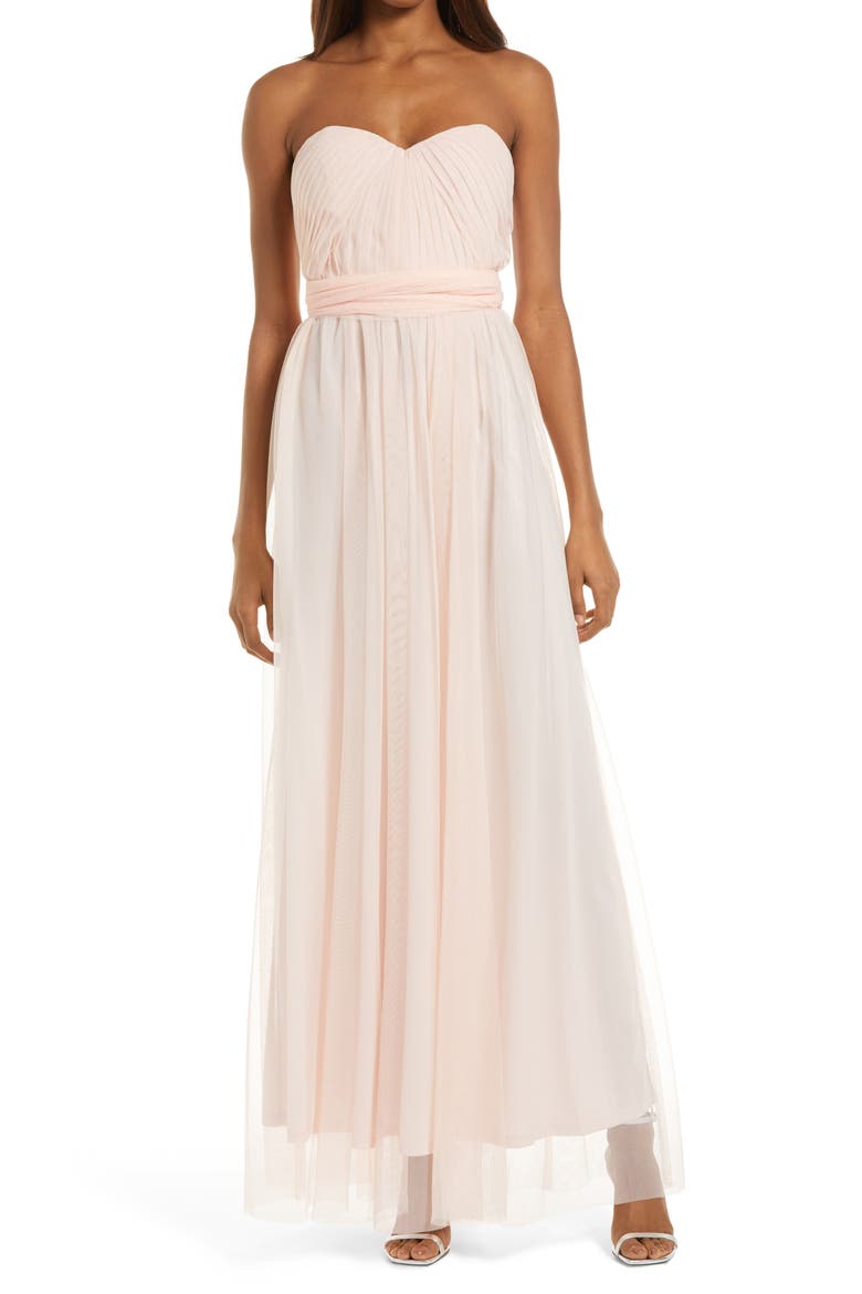 Christina Convertible Tulle Gown, Main, color, BLUSH PINK