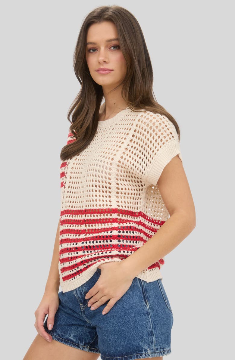 Blu Pepper Colorblock Open Knit Top, Alternate, color, Cream