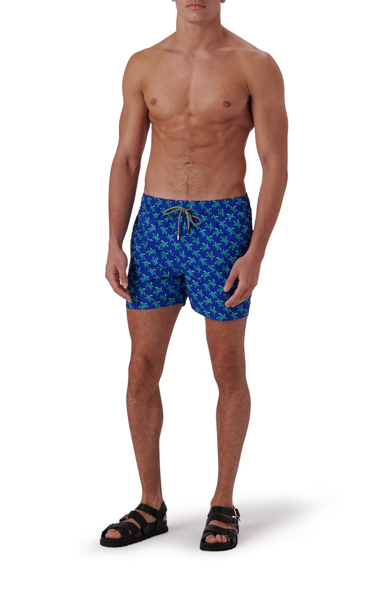 Bugatchi Max Turtle Print Swim Trunks, Alternate, color,
