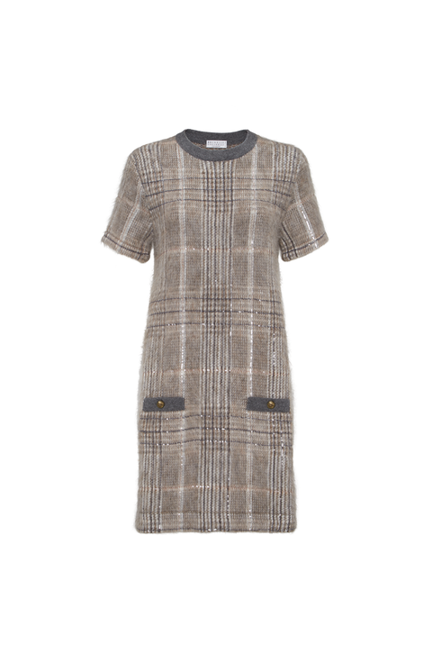 Jacquard dress with dazzling check