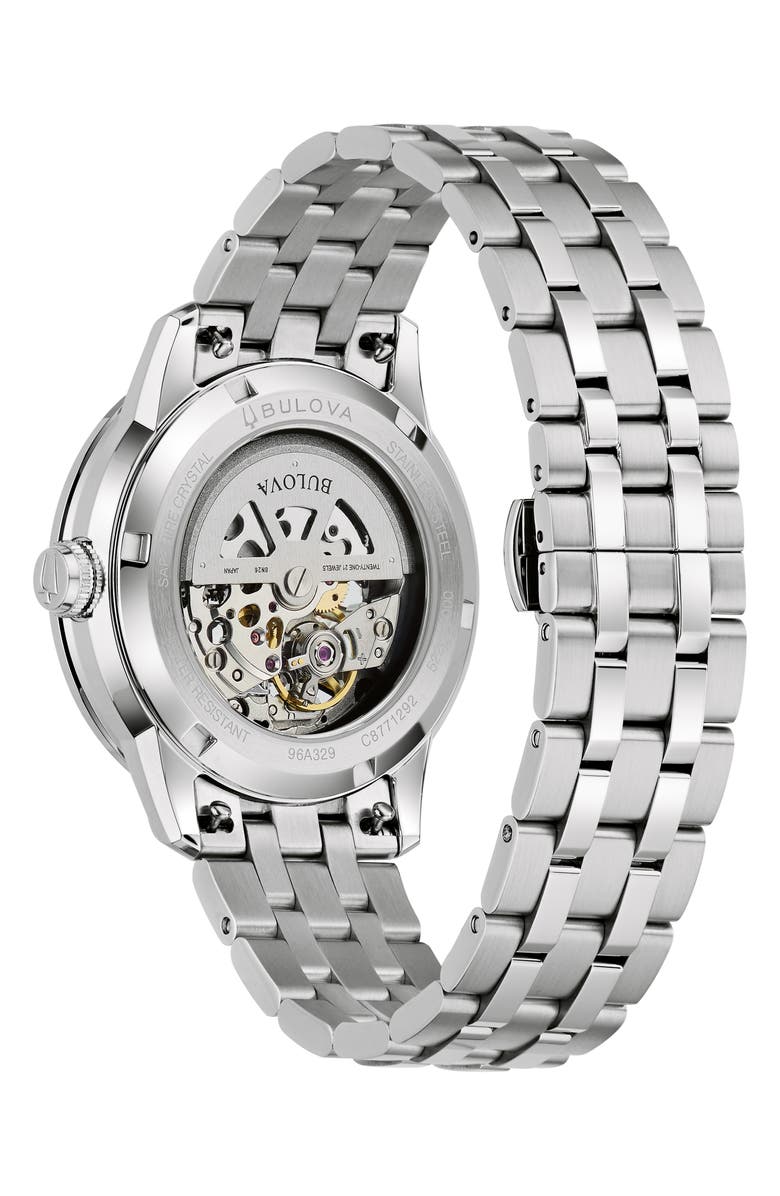 BULOVA Sutton Skeleton Automatic Bracelet Watch, 40mm, Alternate, color,
