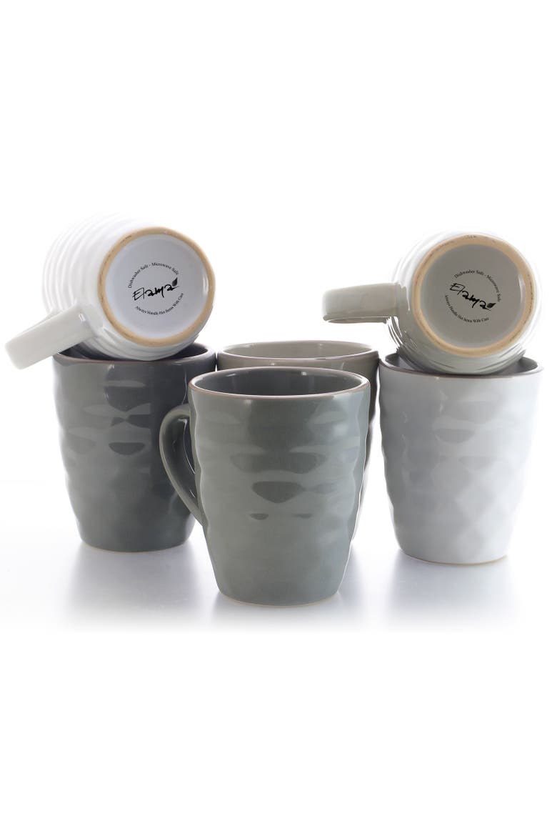 Tahitian Waves 6-Piece 12 oz. Mug Set with Stand, Alternate, color, White