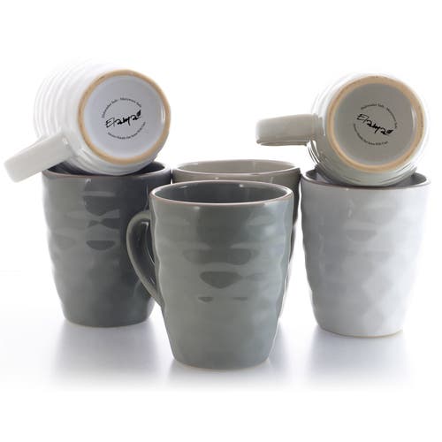 Elama Tahitian Waves 6-piece 12 Oz. Mug Set With Stand In Multi