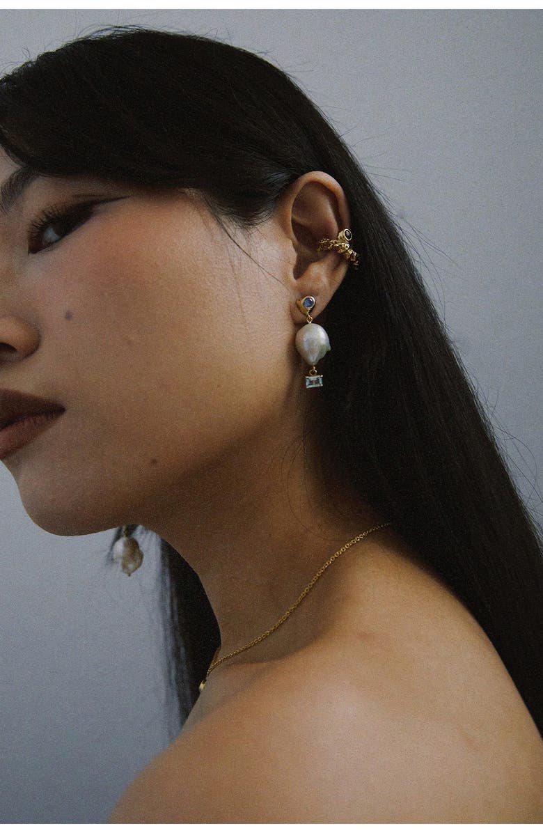 FARIS Freshwater Pearl Mismatched Drop Earrings, Alternate, color,