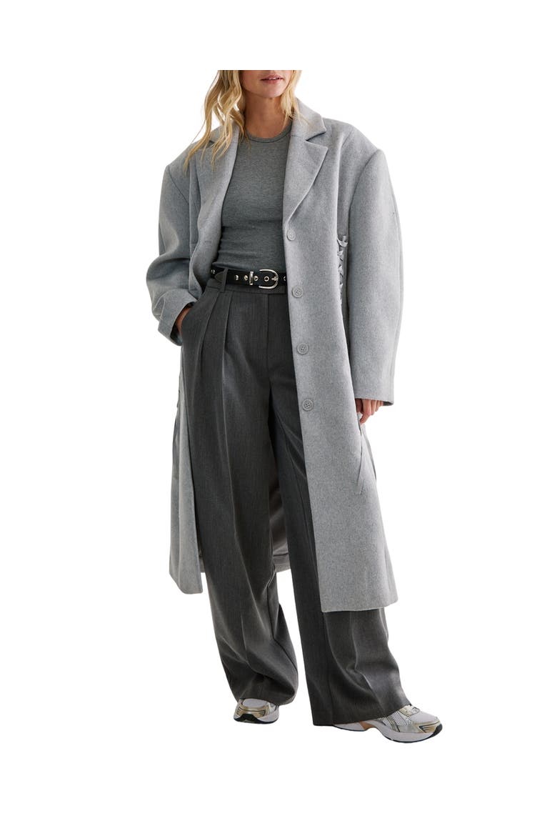 Premium Corseted Detail Maxi Coat, Alternate, color, Grey