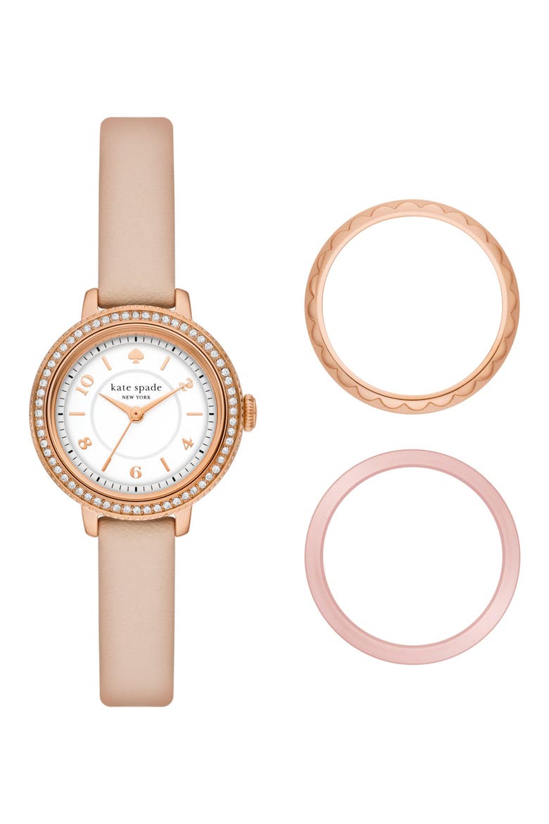 morningside watch & toprings gift set, 28mm, Main, color, PINK