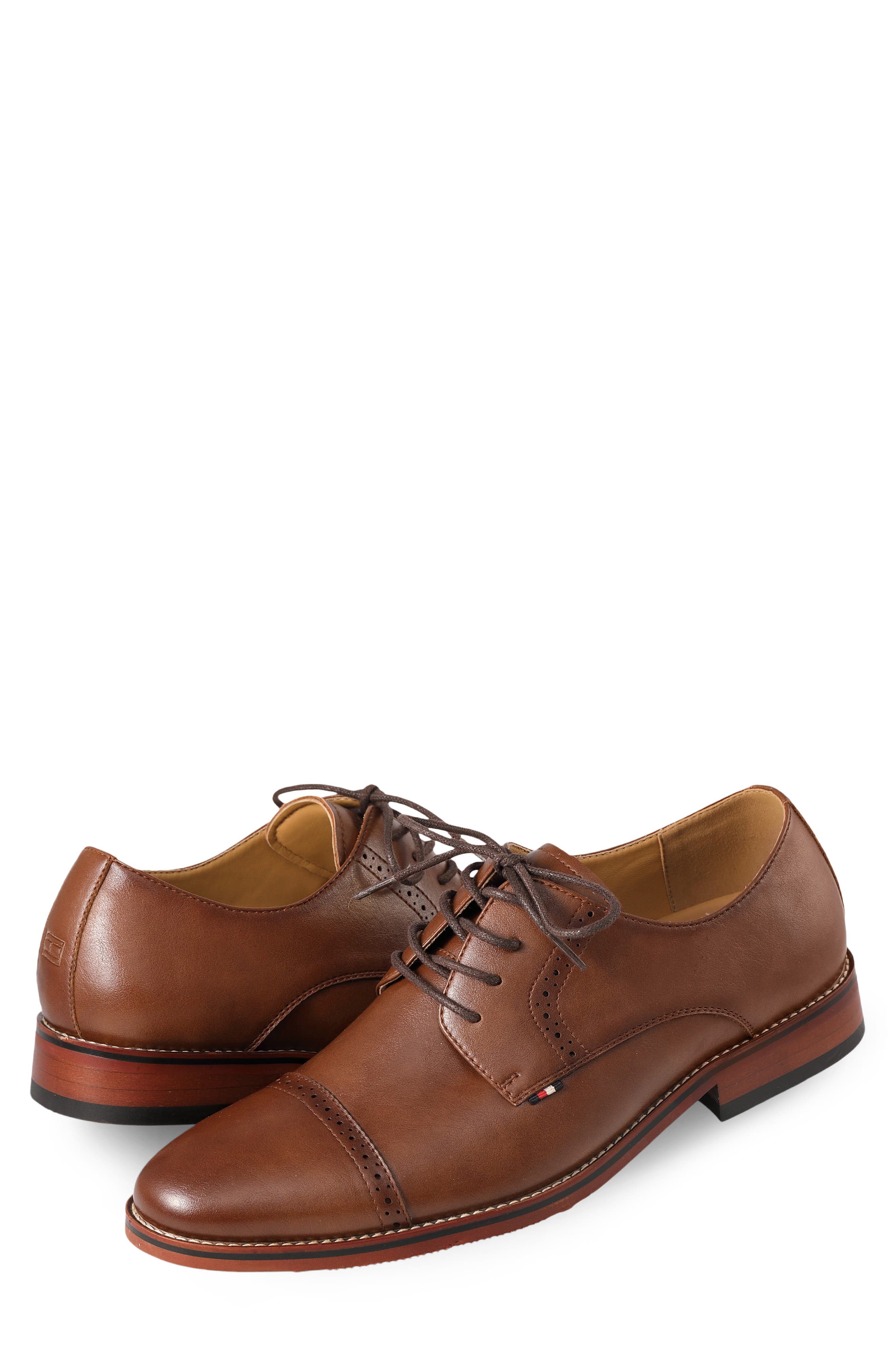 Banta Faux Leather Cap Toe Oxford, Alternate, color, MEDIUM BROWN