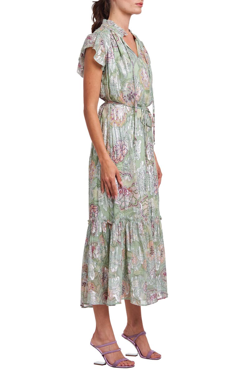 CIEBON Hilma Metallic Floral Print Maxi Dress, Alternate, color, 