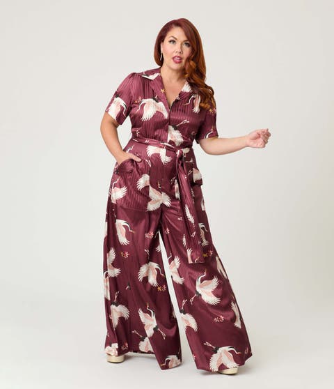 Plus Size 1940s Flare Leg Jumpsuit