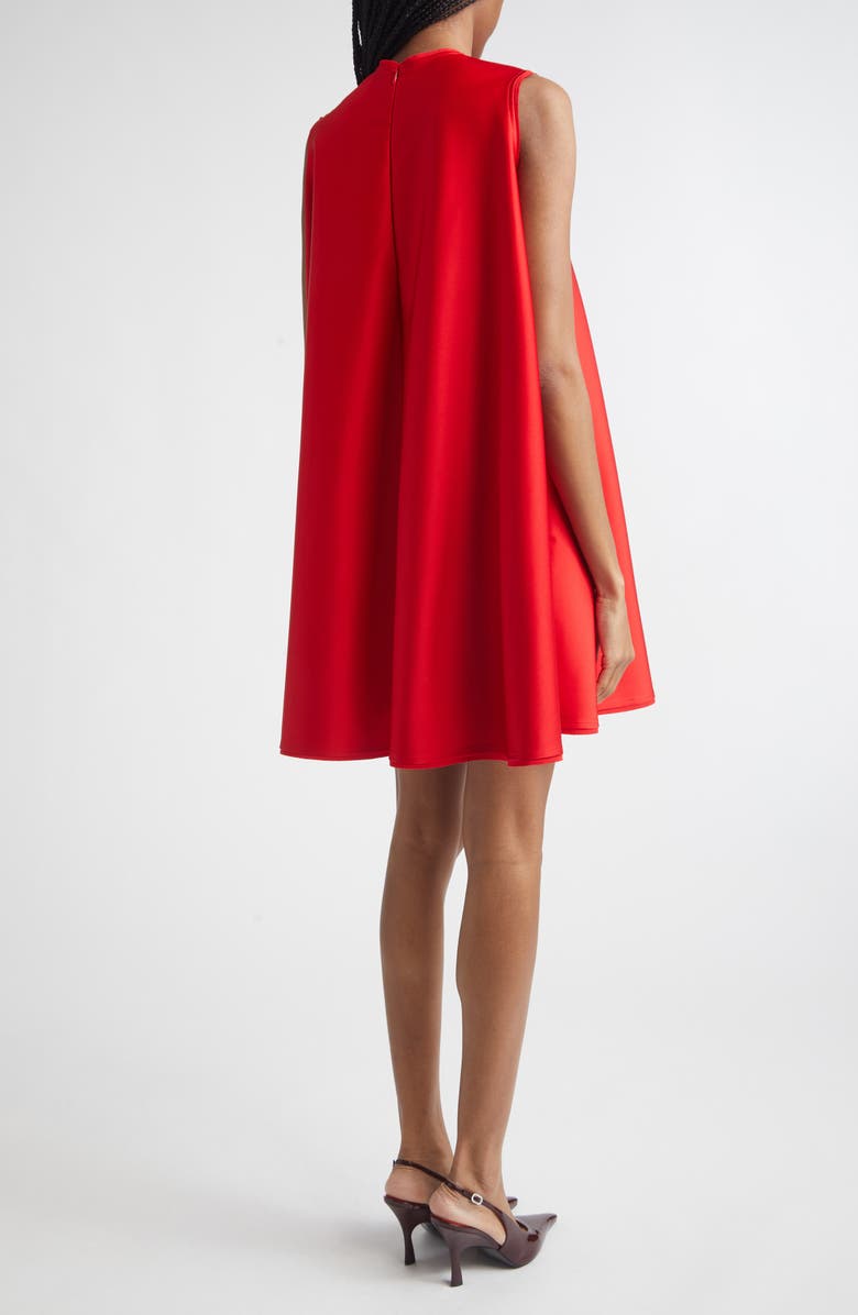 Stella McCartney Crepe Back Satin Trapeze Minidress, Alternate, color, Lipstick Red