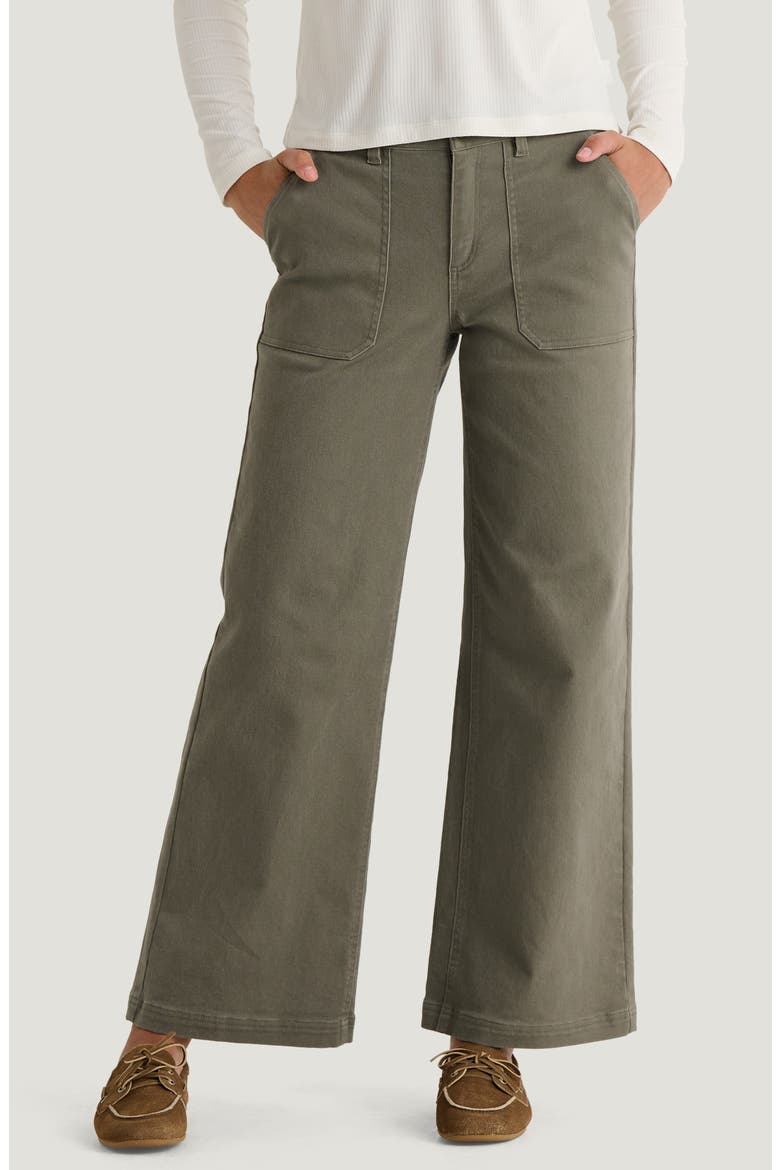 Wide Leg Stretch Cotton Pants, Main, color, SMOKEY OLIVE