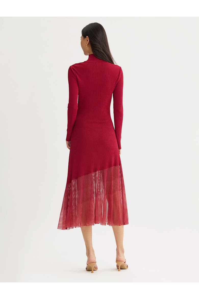 A-Line Sheer Hem Ribbed Knit Maxi Dress, Alternate, color, Scarlet Red